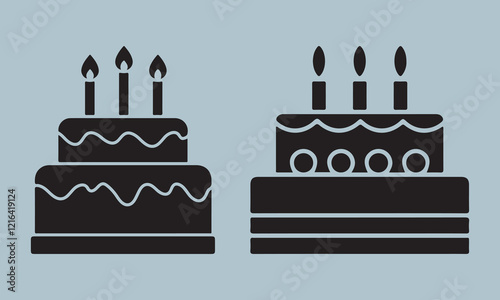 Birthday Cake Icon  birthday, birthday cake, illustration, celebration, vector, icon symbol, party - social event, clip art, event, no people, balloon, fun, gift, design, sign, symbol, cake, editable 