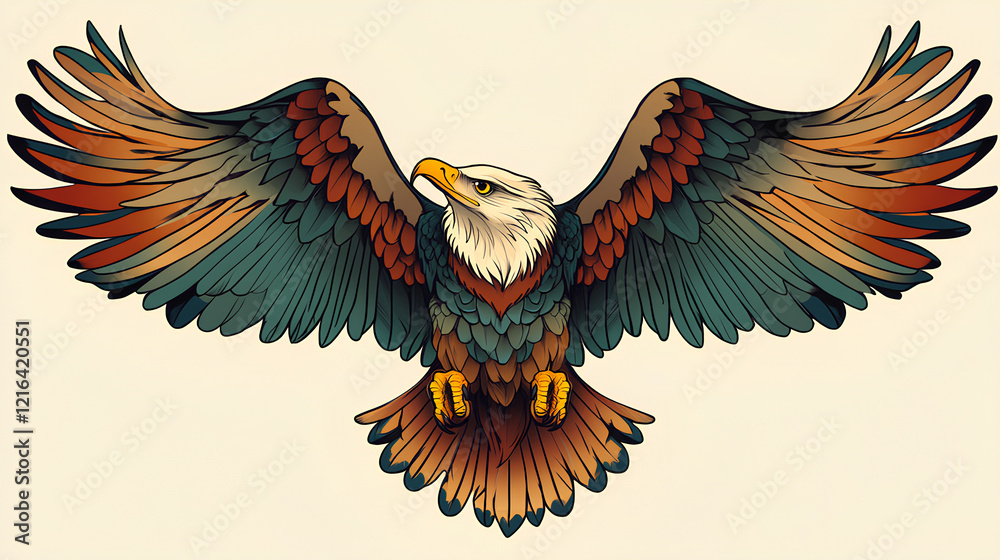 Fototapeta premium eagle tattoo design. American traditional style, eagle tattoo flash 
