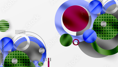 Abstract Circle Design with Overlapping Transparent Geometric Shapes