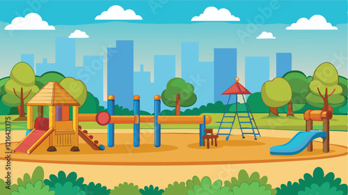 kindergarten or kids playground in city park vector 