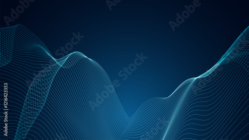 Abstract wave in dark shine background. Abstract Background Waves of Weave Lines. Digital Network Connection Structure Technology
