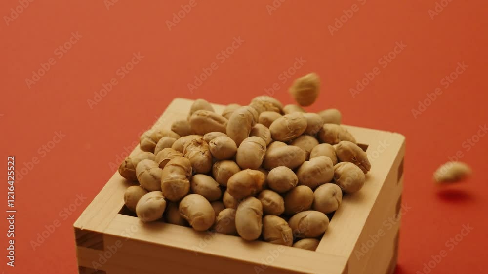 Setsubun, a Japanese event. Lucky beans for bean-throwing. 節分、日本の行事。豆まき用の福豆 Setsubun, a Japanese event. Lucky beans for bean-throwing. 節分、日本の行事。豆まき用の福豆