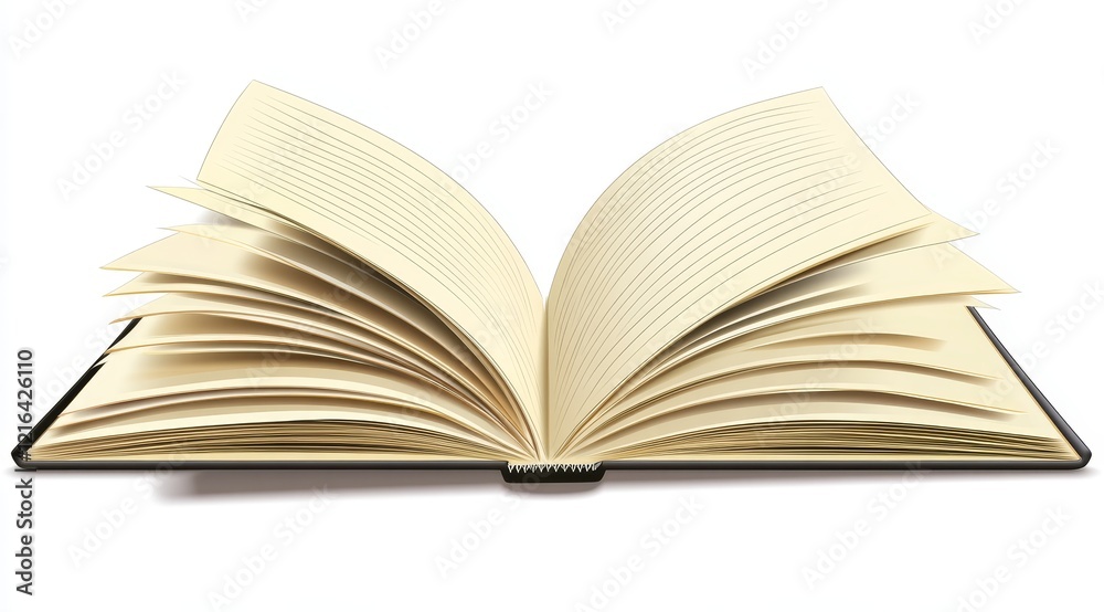 Open book with pages fanned out, isolated on white background. Open book with pages fanned out, isolated on white background.