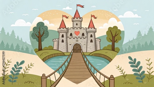 landscape with castle Valentine's Day