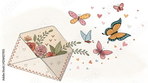 postcard with butterflies