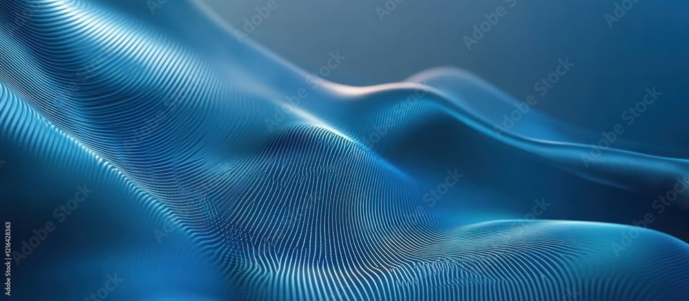 Abstract Blue Wave Digital Art: A Serene Digital Landscape