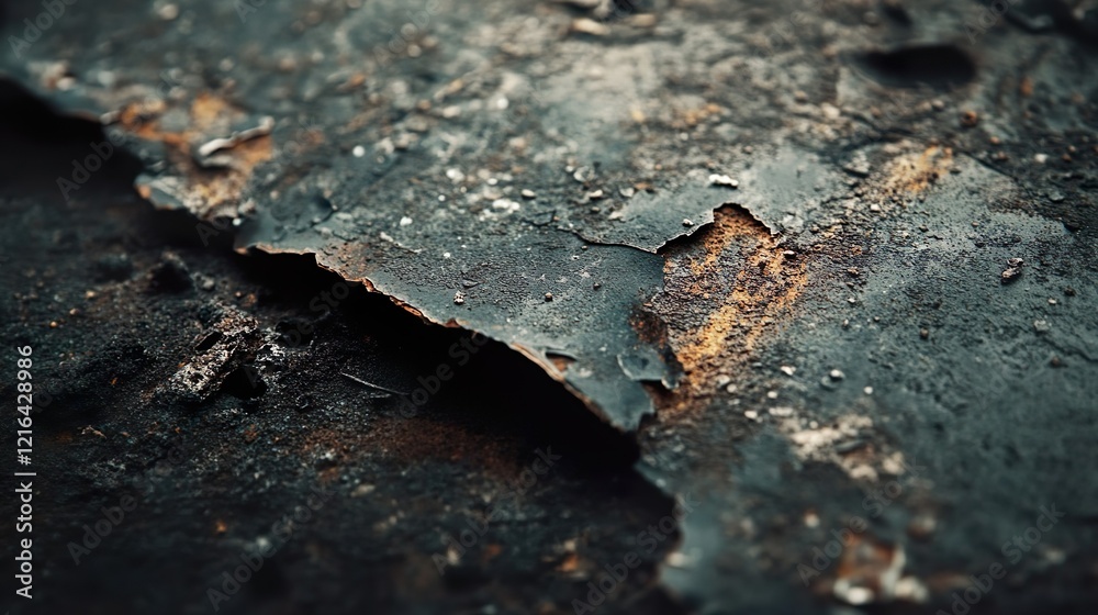 Close-up of rusted and peeling metal, showcasing texture, decay, and the effects of weathering. Close-up of rusted and peeling metal, showcasing texture, decay, and the effects of weathering.