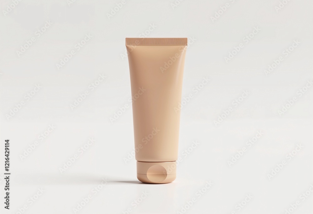 Natural Tone Cream in Sleek Tube Displayed on Minimalistic Background. Generative AI Natural Tone Cream in Sleek Tube Displayed on Minimalistic Background. Generative AI
