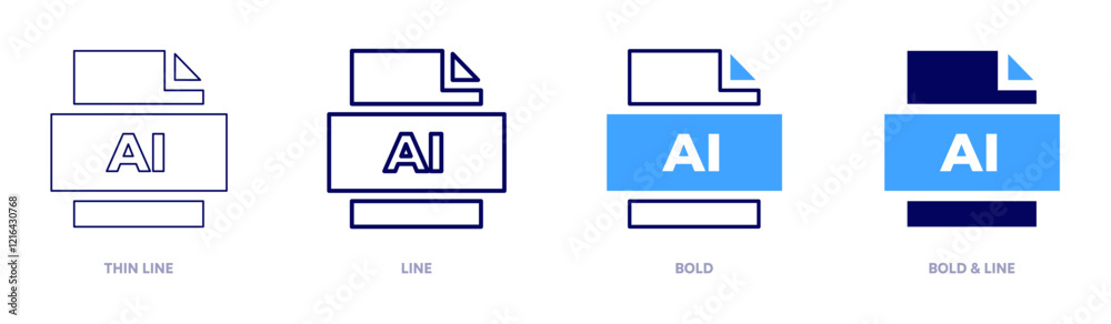 Ai files icon in 4 different styles. Thin Line, Line, Bold, and Bold Line. Duotone style. Editable stroke Ai files icon in 4 different styles. Thin Line, Line, Bold, and Bold Line. Duotone style. Editable stroke