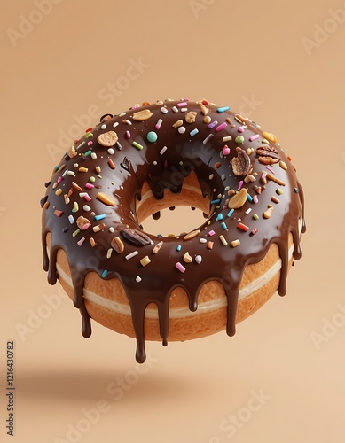 Wallpaper Mural Delicious Chocolate Glazed Donut with Sprinkles and Nuts Torontodigital.ca