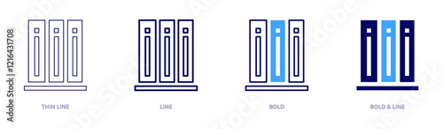 File encrypting icon in 4 different styles. Thin Line, Line, Bold, and Bold Line. Duotone style. Editable stroke