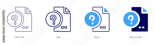 File hashing icon in 4 different styles. Thin Line, Line, Bold, and Bold Line. Duotone style. Editable stroke