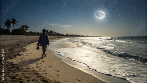 person walking on the beach