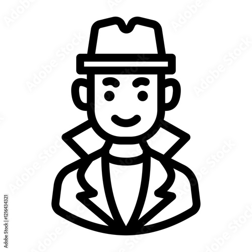 male intelligence agent avatar outline