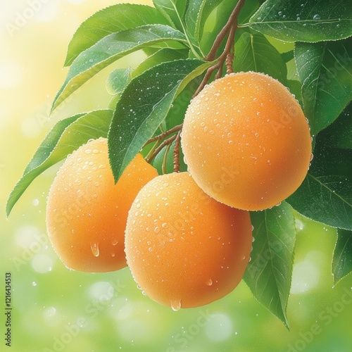 Juicy Apricots on the Branch