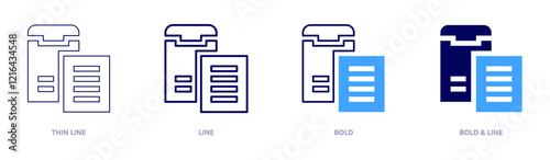 File structure icon in 4 different styles. Thin Line, Line, Bold, and Bold Line. Duotone style. Editable stroke