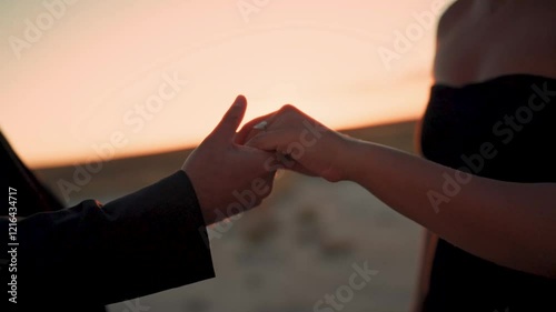 Couple standing together. Woman dressed in traditional Indian clothes, hindu wedding. Close up