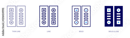 Files and folders icon in 4 different styles. Thin Line, Line, Bold, and Bold Line. Duotone style. Editable stroke