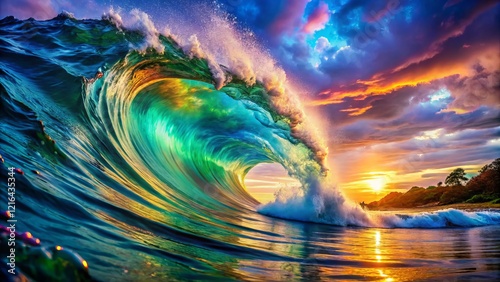 Dynamic Crystal Waves: Vibrant Industry Stock Photo