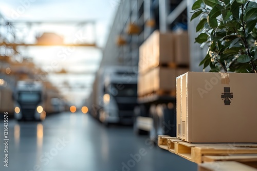 A truck driving on a highway at night with city traffic