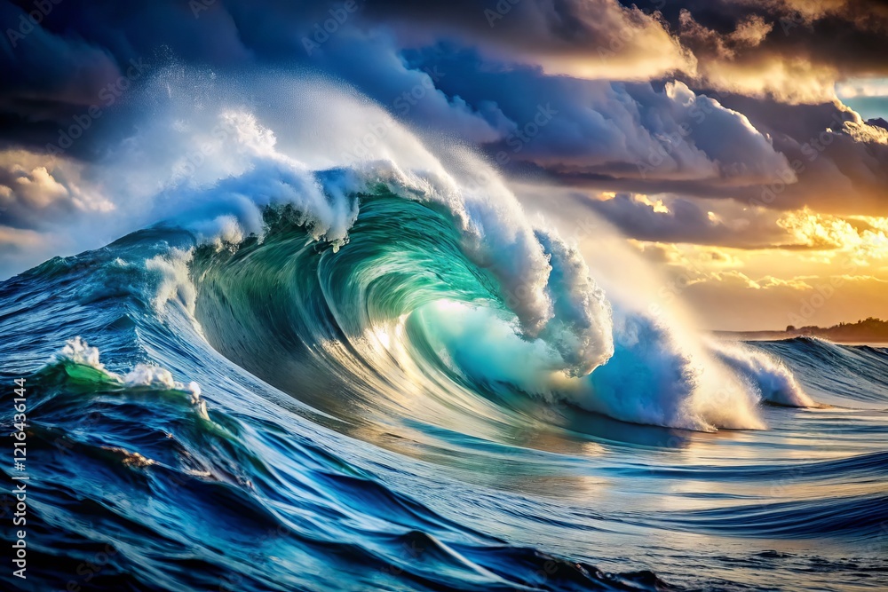 Dynamic Ocean Waves: High-Contrast Stock Photo for Advertising