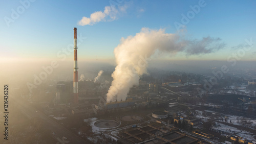 Obraz na płótnie Elektrociepłownia Będzin i oczyszczalnia ścieków. Widok z drona. w salonie