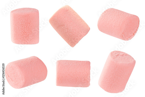 pink marshmallow isolated on white background, clipping path, full depth of field, transparent background. png file