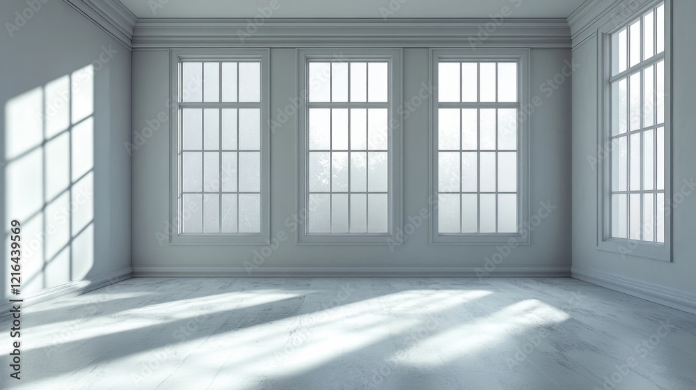 Fototapeta premium a room with a lot of windows and a white floor