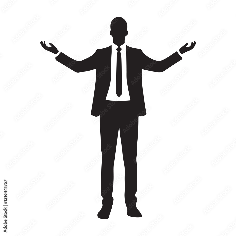 Silhouette Illustration of Businessman with Open Arms Silhouette Illustration of Businessman with Open Arms