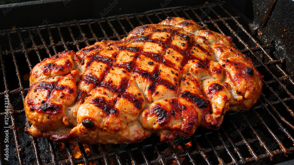 Grilled pork chop with grill marks