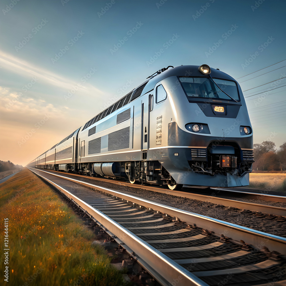 A high-speed, realistic modern train locomotive, designed for efficiency and comfort A high-speed, realistic modern train locomotive, designed for efficiency and comfort