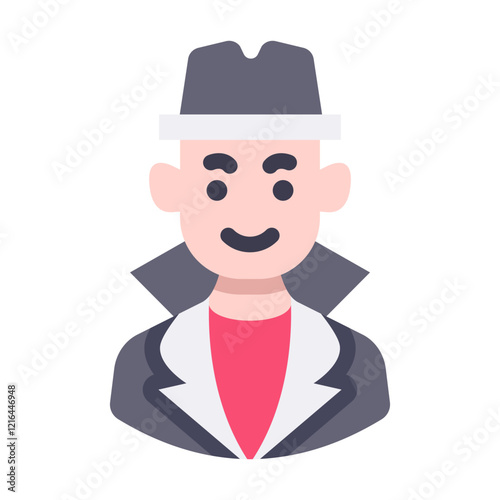 male intelligence agent avatar flat
