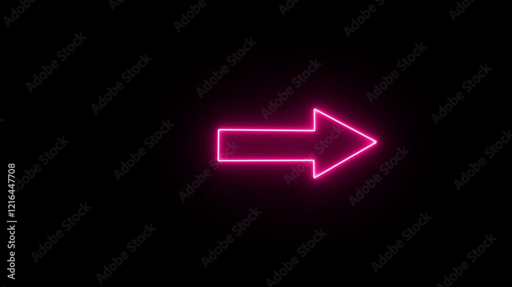 Abstract directional neon arrow icon animation. Abstract directional neon arrow icon animation.