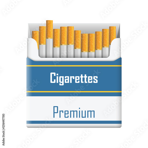 Packet of cigarettes icon in flat style. Smoking vector illustration on isolated background. Tobacco box sign business concept.