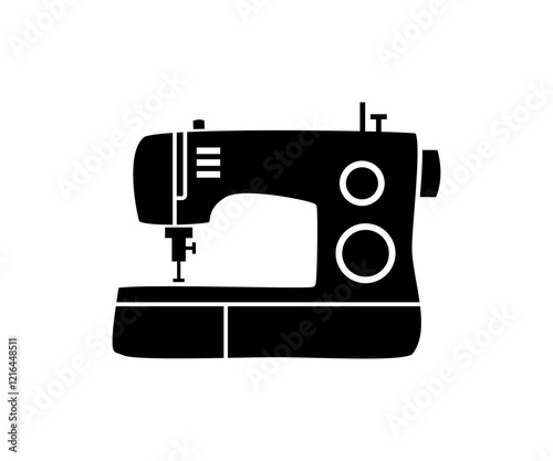 Sewing machine, silhouette vector illustration.
