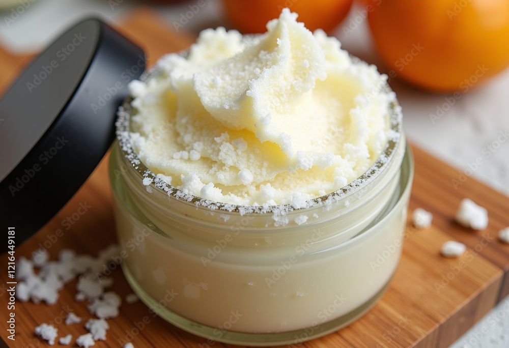 Frosted Glass Body Scrub: Round Short Packaging, Close-Up Texture, Natural Exfoliant, Skincare Product, Cosmetic Detail, Pampering Care, Beauty Essential, Textured Surface.
Frosted Glass Body Scrub: Round Short Packaging, Close-Up Texture, Natural Exfoliant, Skincare Product, Cosmetic Detail, Pampering Care, Beauty Essential, Textured Surface.