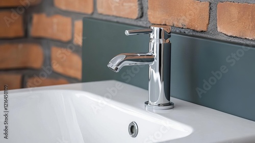 Chrome faucet with exposed joints, emphasizing urban industrial vibes
