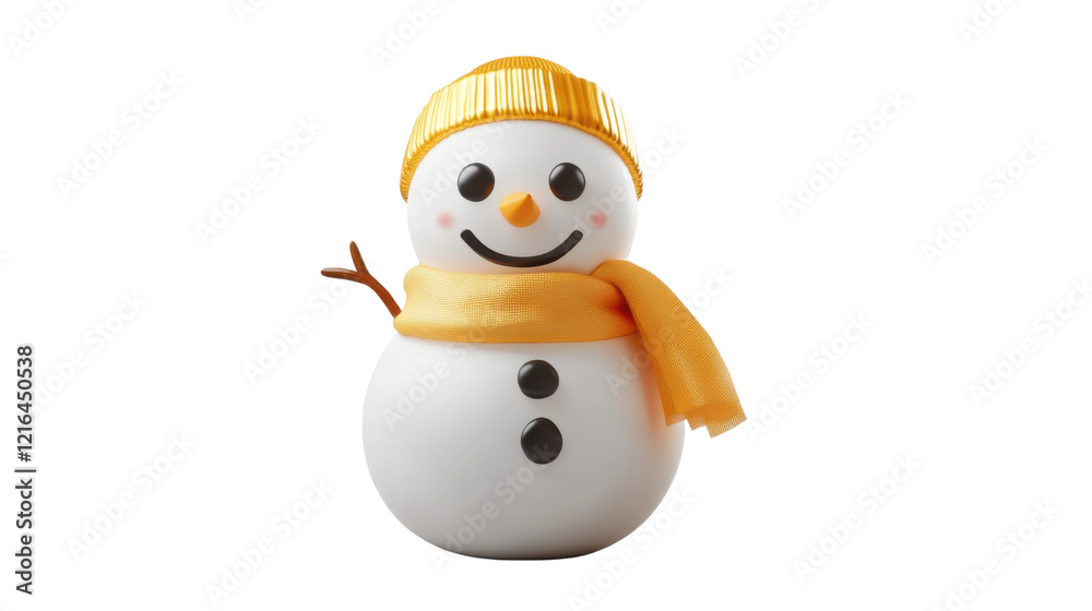 snowman with yellow scarf isolated on white background snowman with yellow scarf isolated on white background