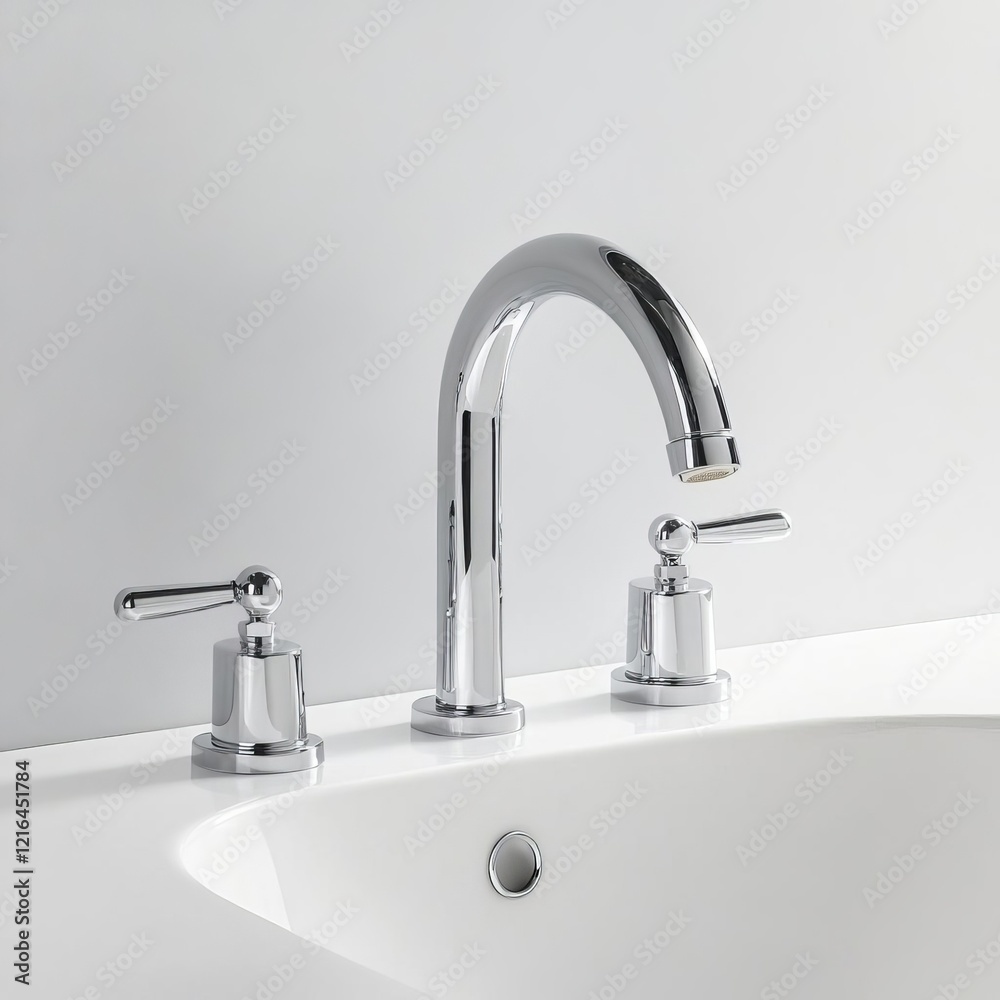 Chrome faucet with soft round knobs, exuding 1950s-inspired charm Chrome faucet with soft round knobs, exuding 1950s-inspired charm