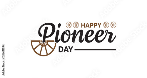 Happy pioneer day text handwritten modern calligraphy on the white screen transparent. Happy pioneer typography. Great for the pioneer day celebration July