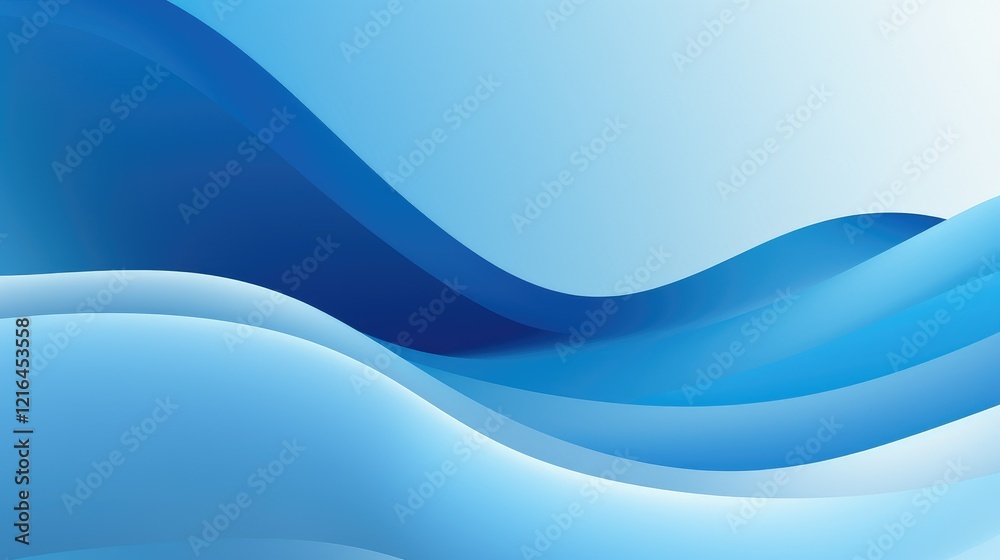 Obraz premium Abstract blue waves creating a smooth, calming background.