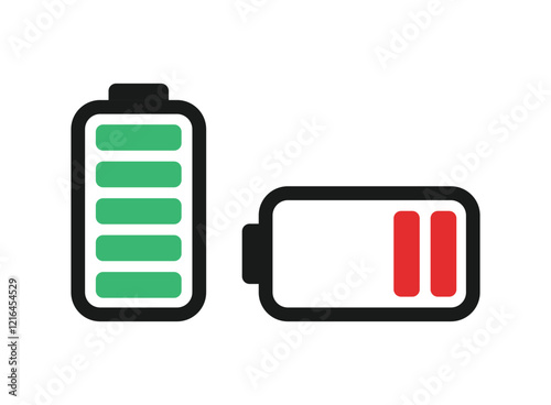 Alkaline battery set icon in flat style. Different size accumulator vector illustration on isolated background. Accumulator recharge sign business concept.