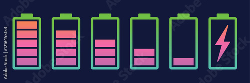 Alkaline battery set icon in flat style. Different size accumulator vector illustration on isolated background. Accumulator recharge sign business concept.