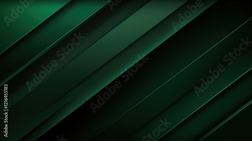 Fototapeta Naklejka Na Ścianę i Meble -  A sleek, dark green abstract background with diagonal layers for design and graphic use.
