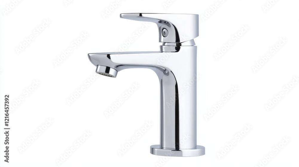 Minimalist chrome faucet with dual-lever controls, clean and functional Minimalist chrome faucet with dual-lever controls, clean and functional