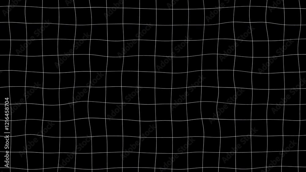 Black background with animated waving white wireframe grid line fit for alpha channel or overlay layer. Loop abstract motion background for technology, science, blueprint, or infographic concept