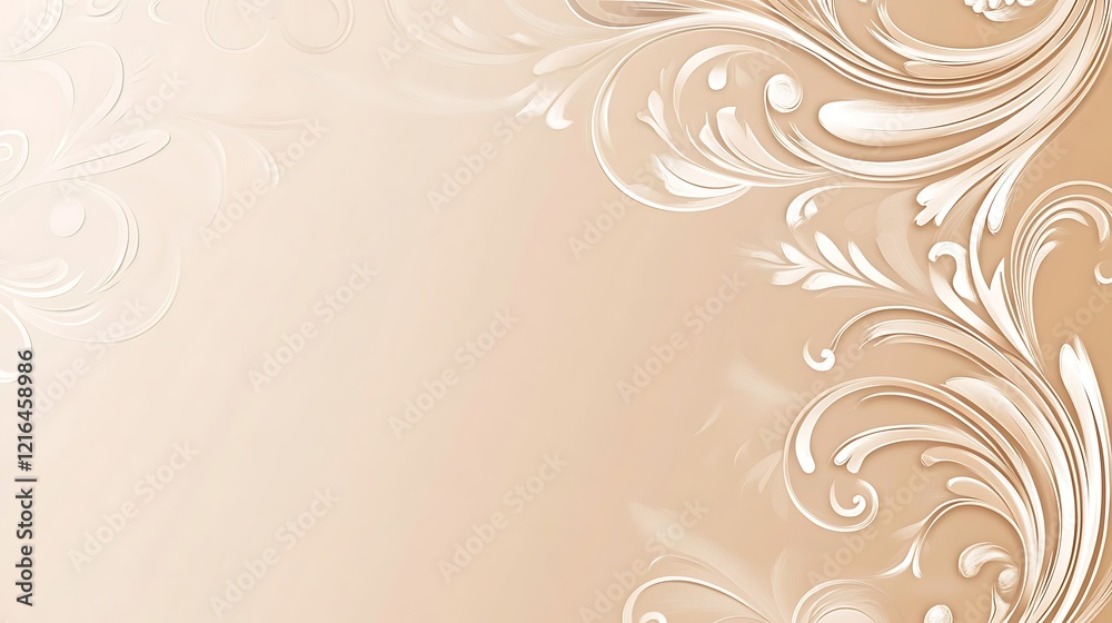 Elegant Beige Background With White Floral Design Elegant Beige Background With White Floral Design