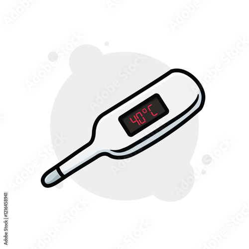 Digital Thermometer Cartoon Icon Vector Illustration. Isolated background