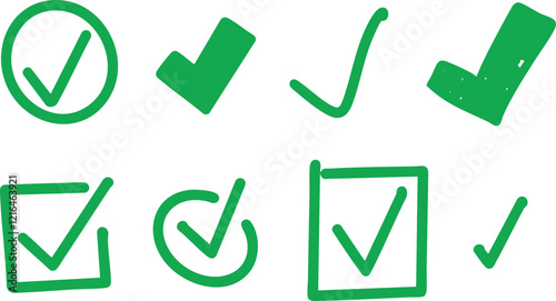 Checkmark Symbols – Set of 8 Hand-Drawn Tick Icons