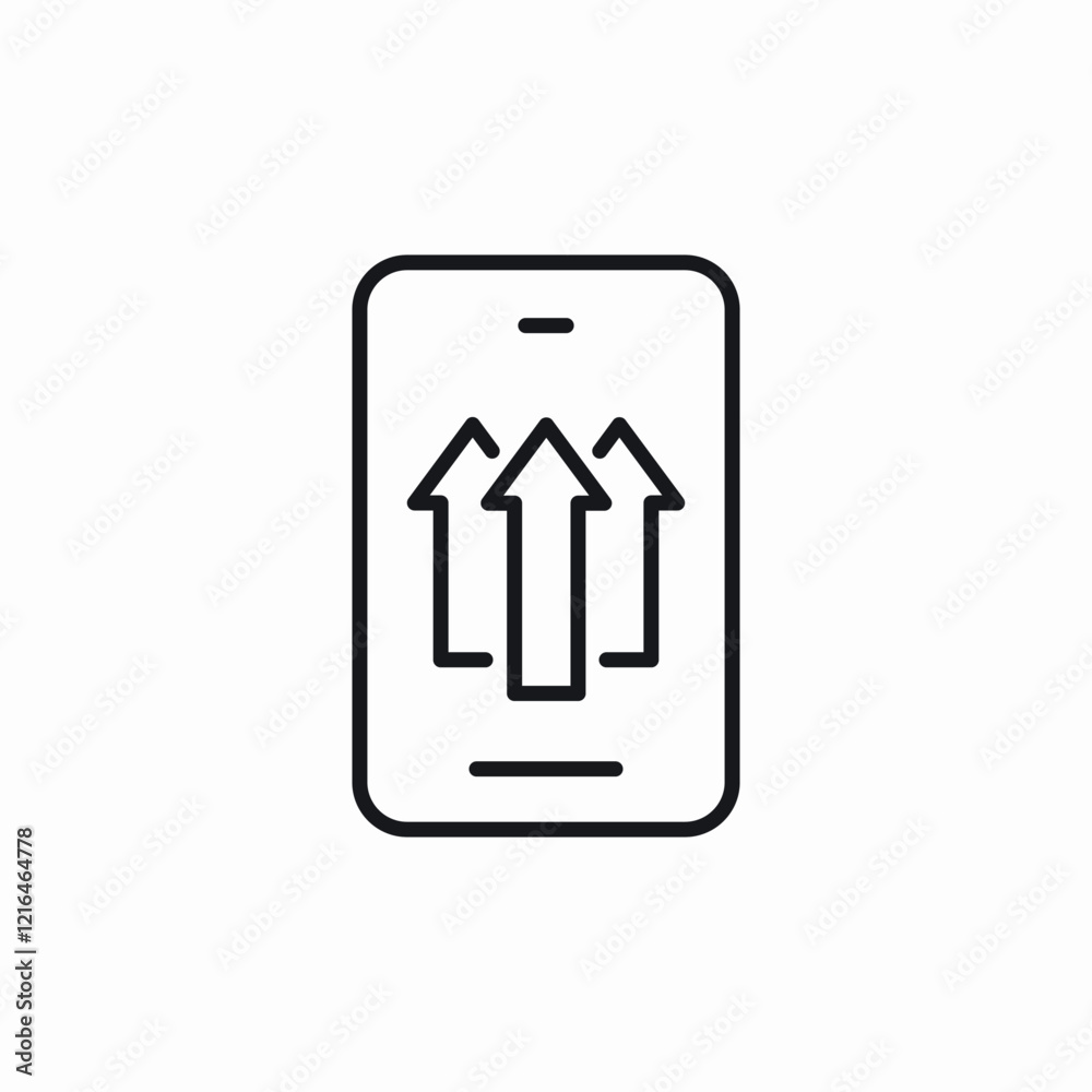 phone growth chart arrow icon vector sign phone growth chart arrow icon vector sign